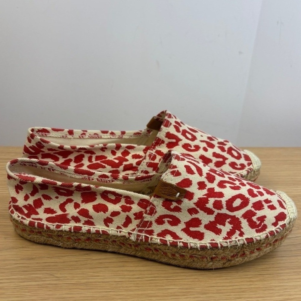 Coolway Leopard Print Espadrille Flats Size 10.5 Red‎ Animal Print Slip On Shoes
